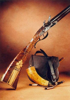 Kentucky rifle with shooting bag
