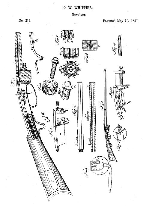 Whittier Revolving Rifle Patent Diagram