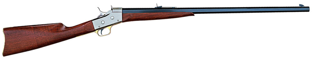 A Pedersoli reproduction of a Remington rolling block "Sporting" rifle.